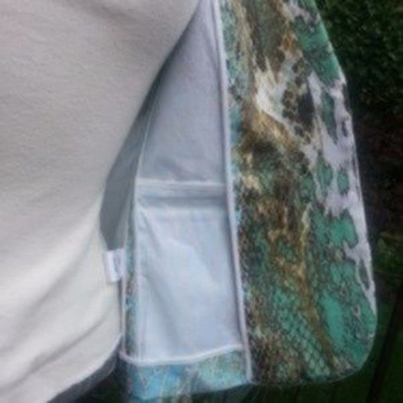 Paperwhite reptile print 2 button blazer mint green aqua blue brown white - Picture 5 of 8